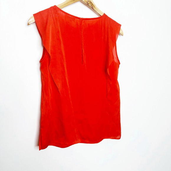 REISS Sleeveless Ruffle Blouse Orange shell career classic womens US 6 - Picture 4 of 6